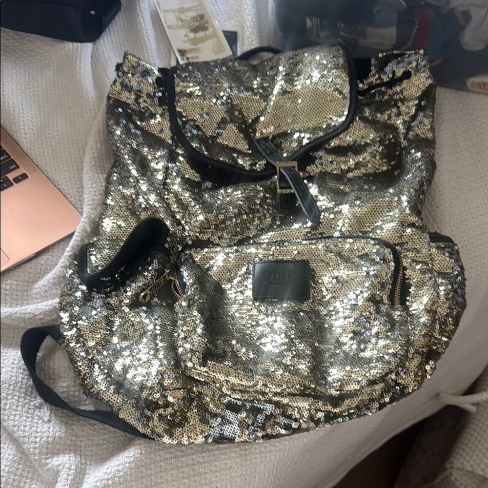 Victoria's Secret Silver Sequin Backpack